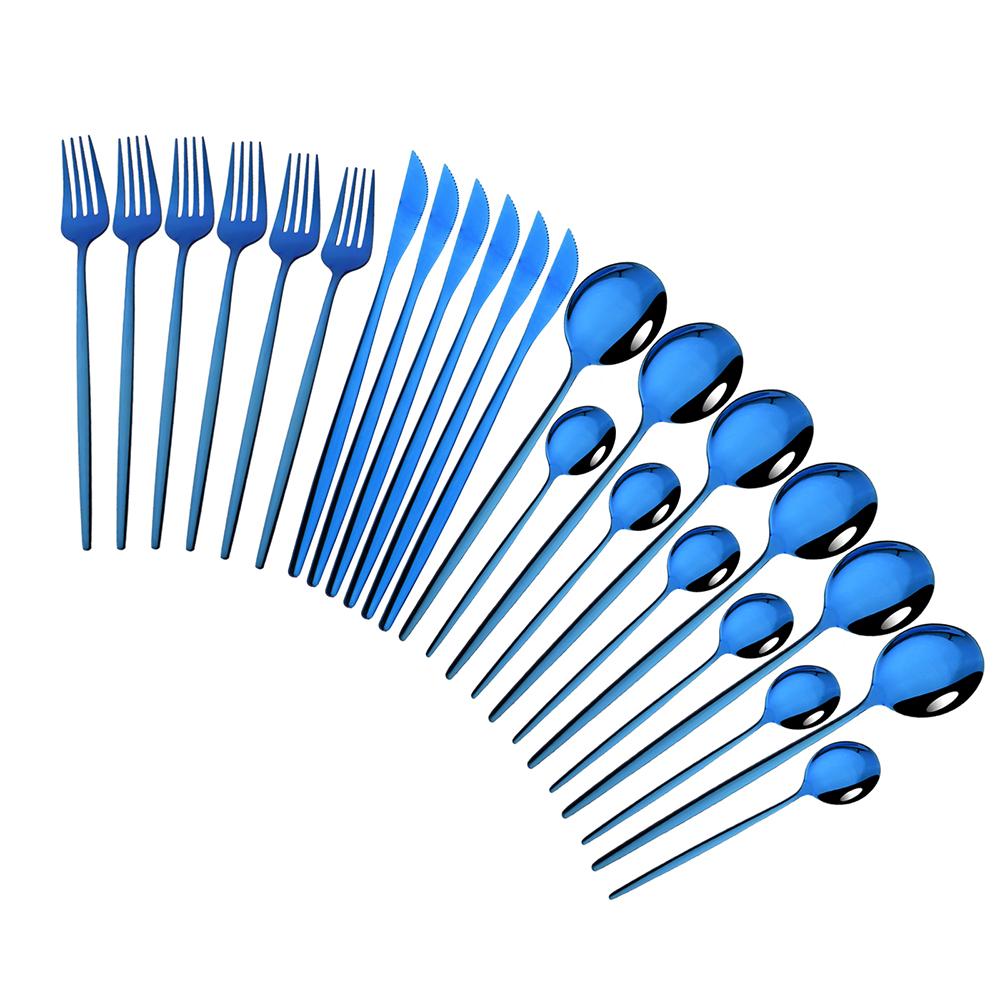 Pink Gold Cutlery Set Stainless Steel Dinnerware Set 24Pcs Knives Forks Coffee Spoons Flatware Set Kitchen Dinner Tableware Set