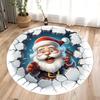 3D Рождественский Круглый Напольный Коврик Ковер для Стула для Кабинета Праздничная Сцена Декоративный Ковер Новогодняя Атмосфера Ковры Украшение для Дома
