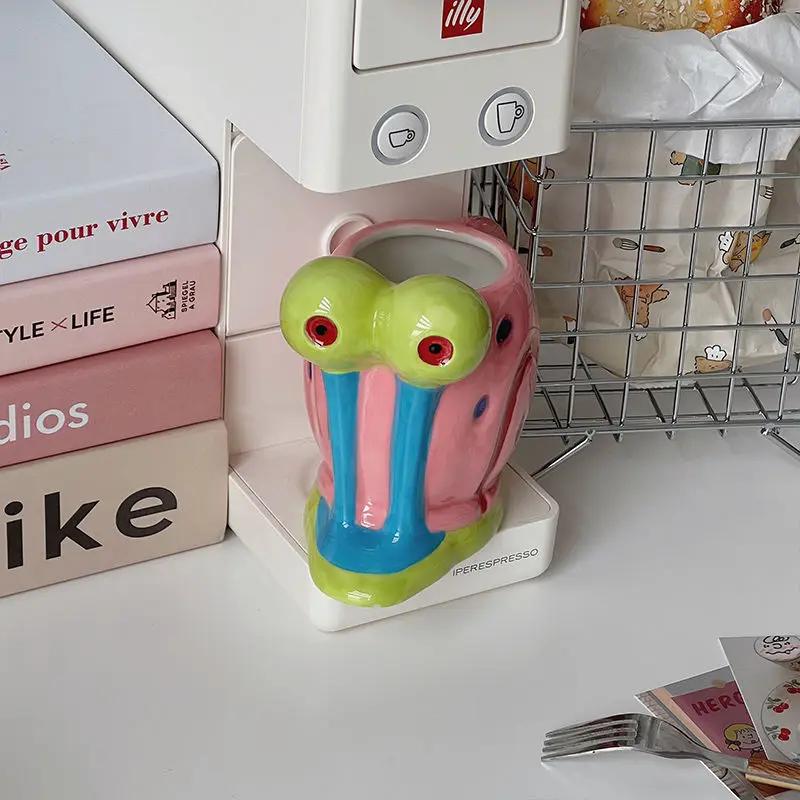 MINISO Керамическая кружка для кофе Губка Боб Квадратные Штаны с ручкой Керамическая кружка для молочного чая Мультяшная Милая Посуда для напитков Подарок для детей Мальчиков и Девочек