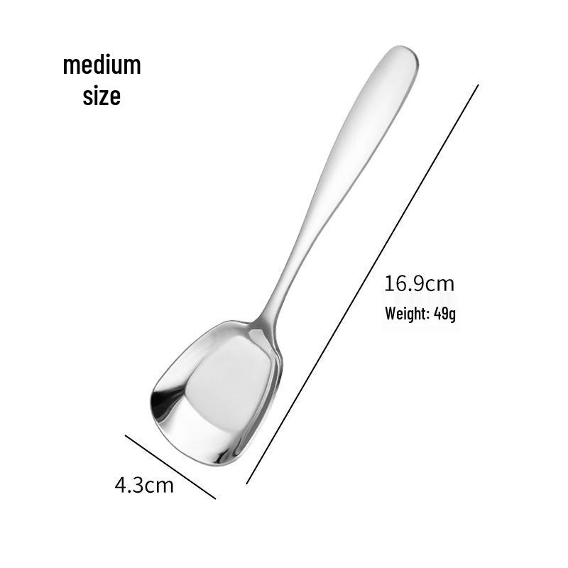 Ложка десертная квадратная с плоским дном из нержавеющей стали 304 - Креативный утолщенный дизайн