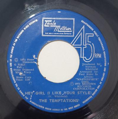7-дюймовая пластинка TEMPTATIONS - Hey Girl (Мне нравится твой стиль) / Ma G7131F Tamla Motown 1973 Ямайка Соул/Фанк Б/У