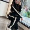Повседневный комплект из двух предметов для женщин, весна и осень, корейская версия, модный костюм, омолаживающий эффект, укороченная куртка для женщин, универсальные брюки-клеш