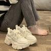 Women Chunky Sneakers White New Casual Sports Shoes Women Lace-up Mesh Breathable Women's Running Shoes Zapatillas Mujer