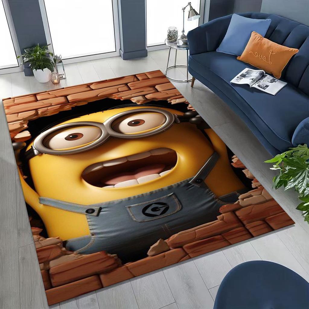 3D Cartoon Minions Despicable Me Rug for Bedroom Living Room Sofa Home Doormat Decor, Large Kids PLAY Non-slip Floor Mat Gift