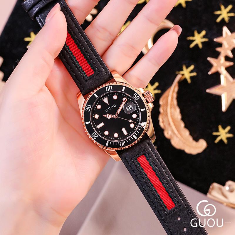 Watch Women's Belt Ribbon Fashion Trend Large Dial Women's Watch Casual Student Waterproof Calendar