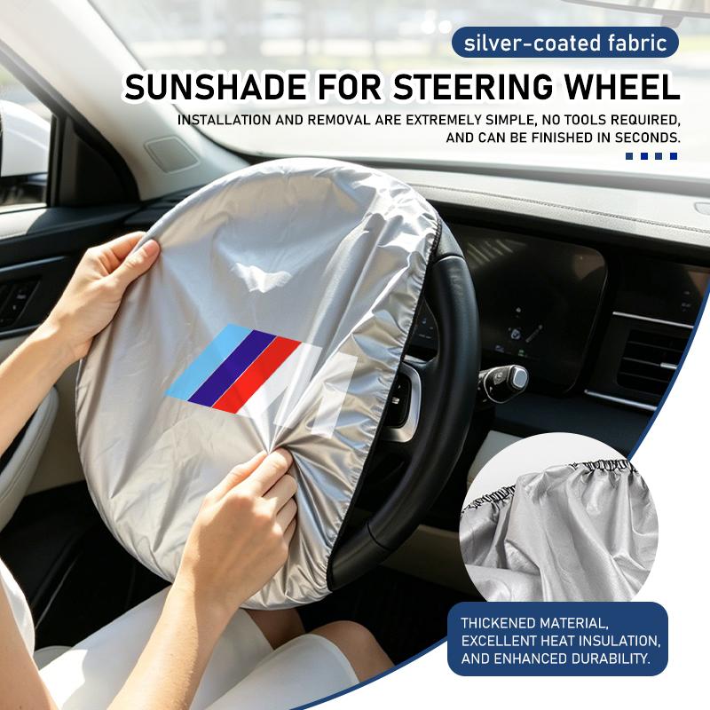 SHEJ3 Car Steering Wheel Sun Shade Sunscreen Insulation Silver Coated Cloth For BMW M 1 3 4 5 6 7 Series X1 X3 X4 X5 G20 G38 F48 E36