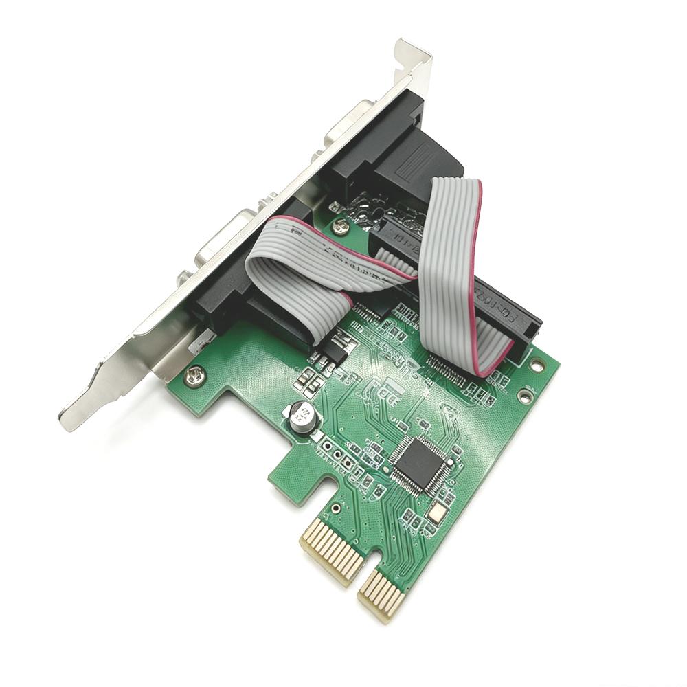 PCI-E X1 2 Ports RS232 Serial Port Expansion Card WCH382 Chip 2 DB9 COM Ports PCI Express 1.0 x1 Controller Adapter Board for Desktop PC
