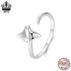 Everle Ocean Manta Ray Adjustable Open Ring, Women's Rhodium-Plated S925 Sterling Silver Jewelry.