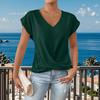 Женские топы с V-образным вырезом, коротким рукавом, с рисунком морщин, однотонные свободные топы с перекрестными складками, повседневная одежда