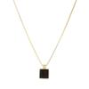 Banyan Tree S925 Silver Black Agate Square Pendant Necklace for Women - Minimalist High-end Clavicle Chain