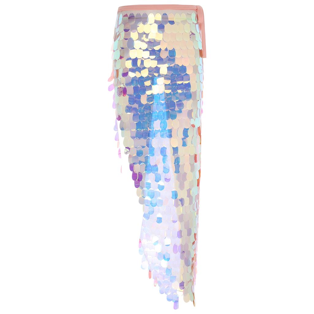 Женская длинная юбка на бедрах для танца живота на Хэллоуин с блестящими пайетками на шнуровке Русалка набедренный шарф с запахом праздничные танцевальные костюмы