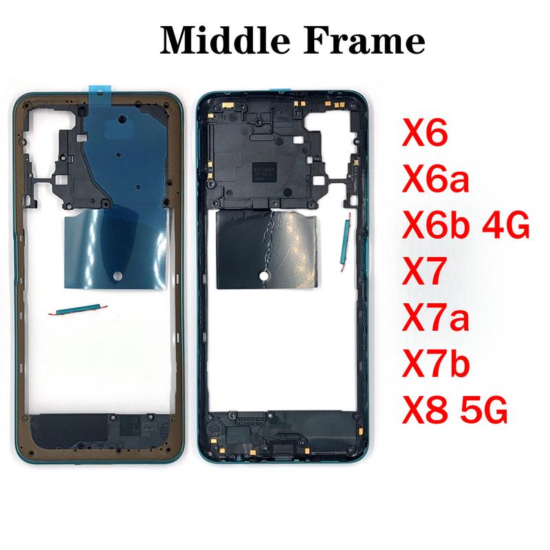 For Honor X6 X6a X6b X7 X7a X7b 8X X8 5G Max Middle Frame Housing Bezel Plate Cover With Button