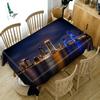 Harbour City Nightscape Pattern Tablecloth Dustproof Thicken Cotton Rectangular Round Table Cloth For Wedding Picnic Party