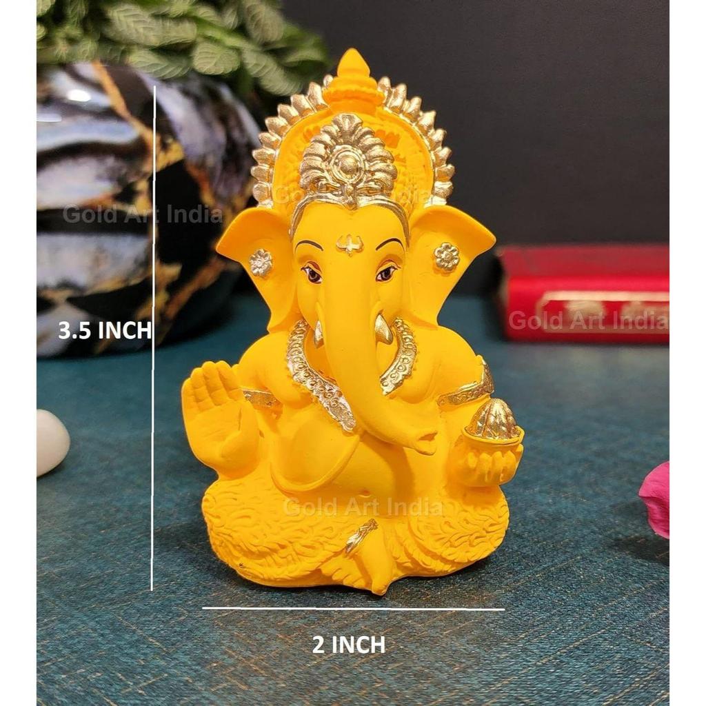 Желтый Мукут Ганеша - Хорошо для Божественного Домашнего/Офисного Декора, Идол на Приборную Панель Автомобиля, Подарок на Новоселье
