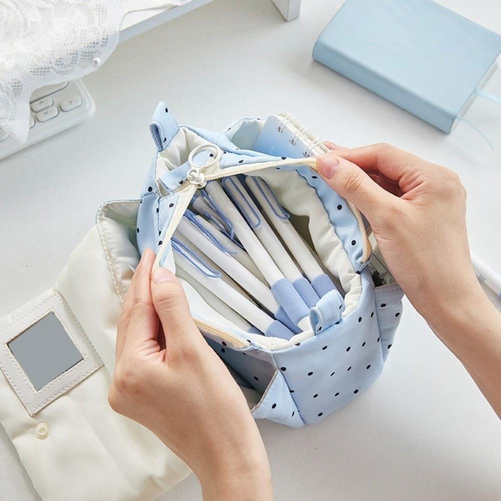Desktop Storage Korean Style Pen Bag Large Capacity Y2K Star Bow Stationery Bag Kids Children