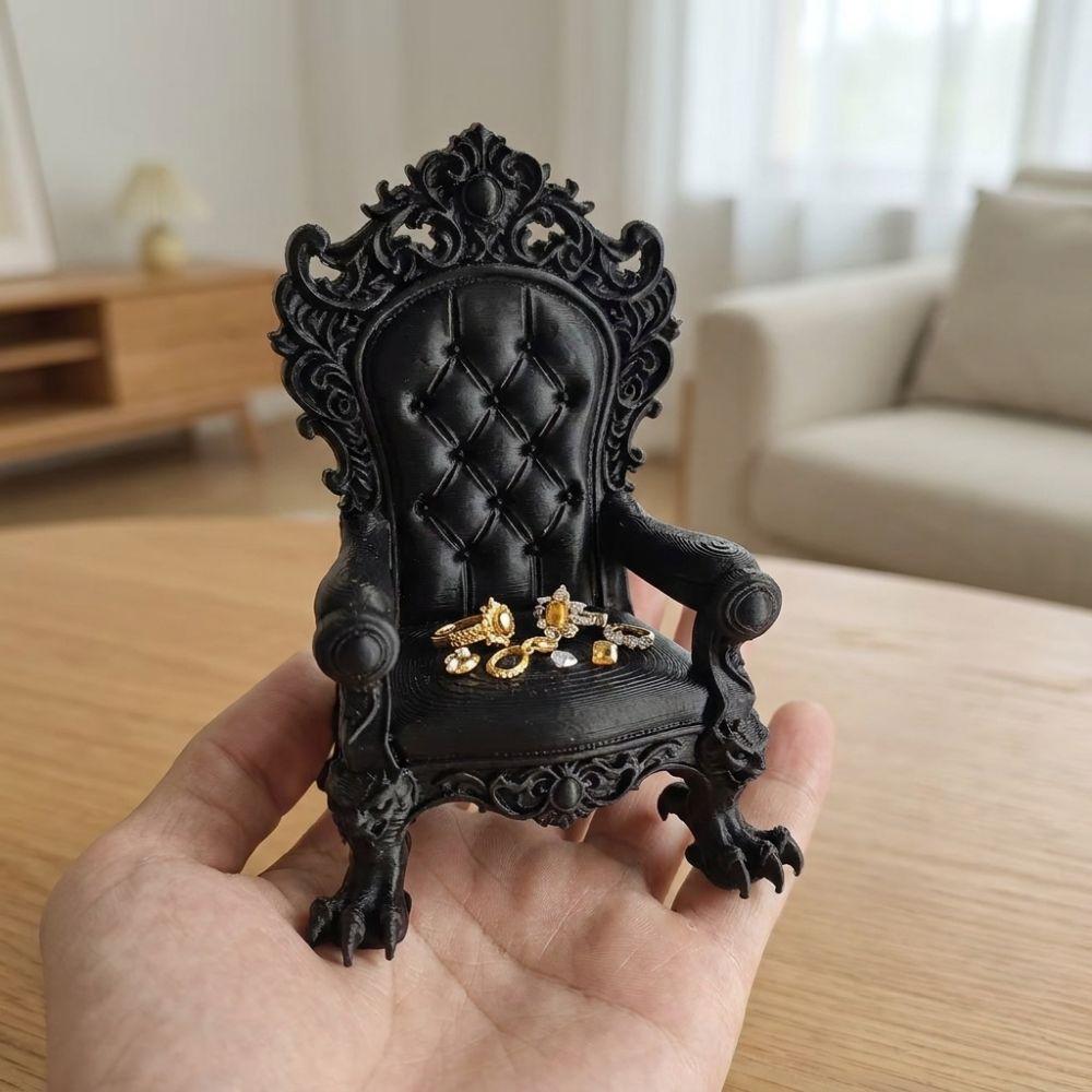 Dark Style Mini Gothic Throne Display Chair 3D Printed Dollhouse Seat Furniture Shop Window