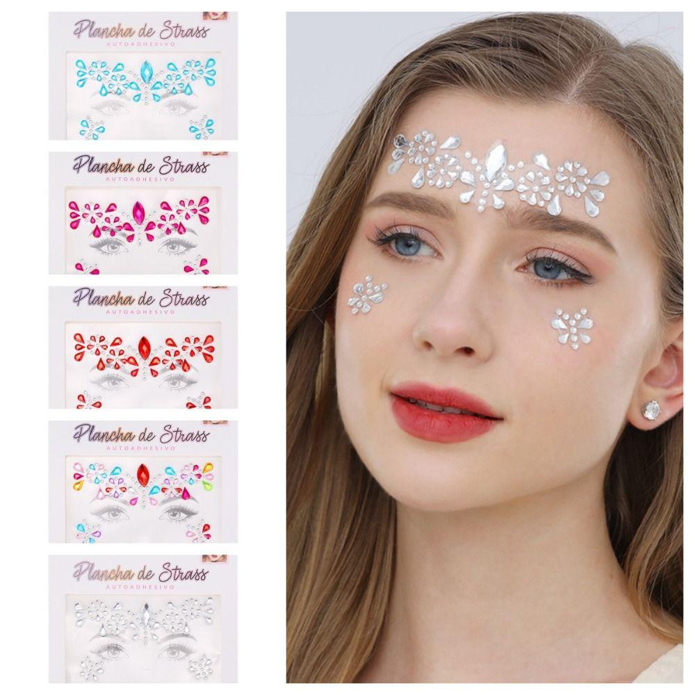 Acrylic Facial Rhinestone Stickers Colorful Facial Decorations Electronic Music Festival