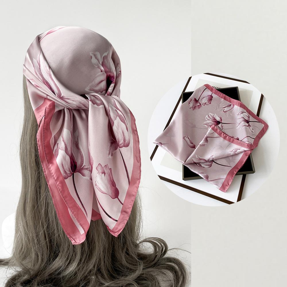 Весенне-летний атласный длинный шарф для женщин, солнцезащитная шаль, модный атласный длинный шарф для красоты, универсальный дорожный шарф
