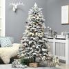Artificial Christmas Tree, Fir Tree, incl. Artificial Snow, LED Lights, 180 cm, Green + White