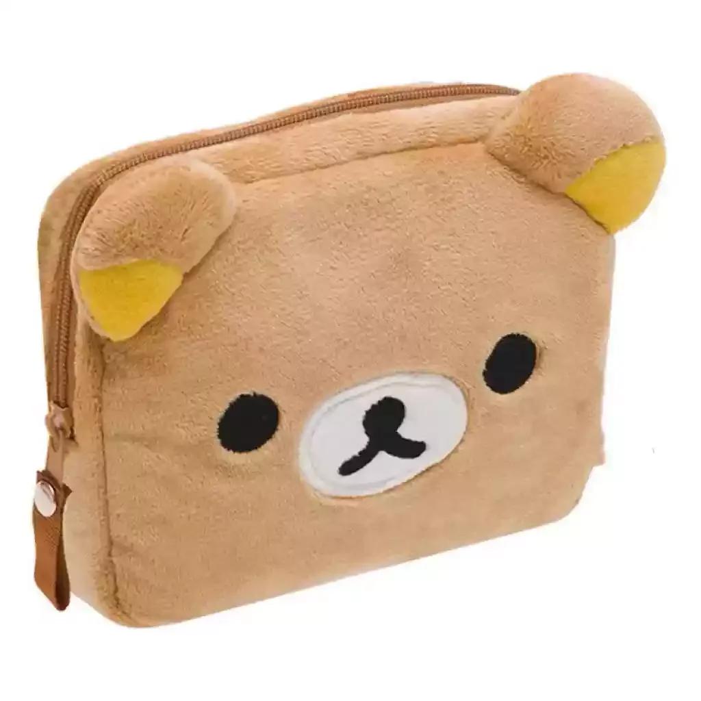 Кавайная сумка для карандашей Rilakkuma, органайзер для макияжа, сумка для хранения, мультяшный плюшевый мультикейс с медведем, кавайные косметички, кейс для туалетных принадлежностей, косметичка