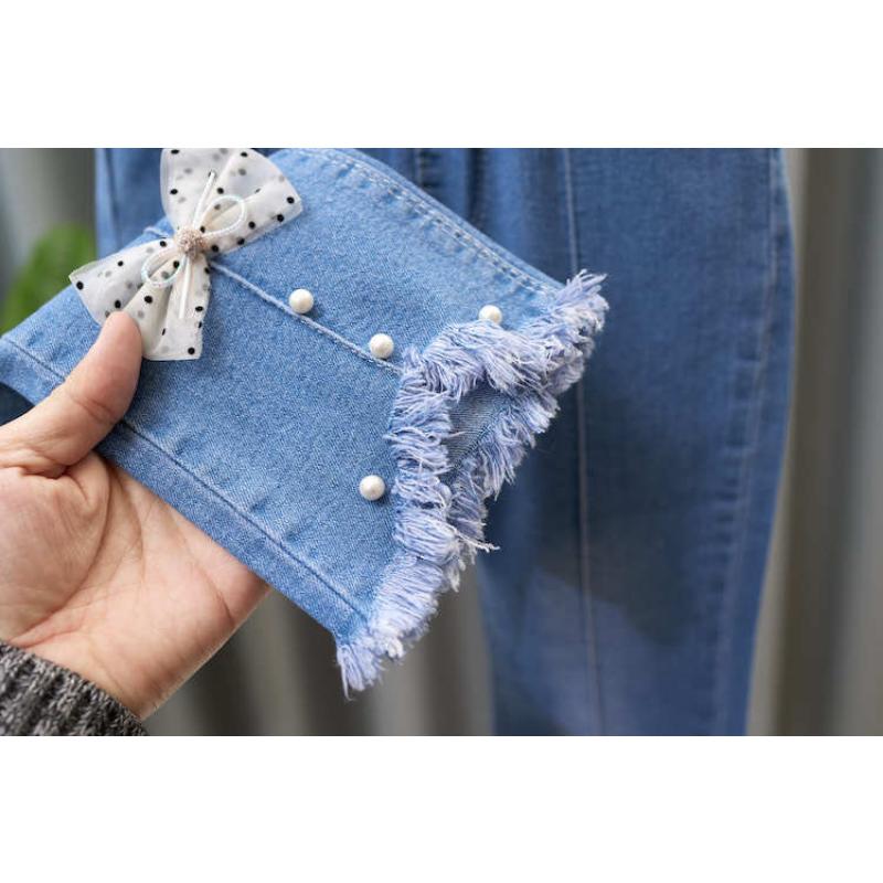 Джинсы для девочек. Весенние и осенние детские широкие брюки. Детские повседневные расклешенные брюки для девочек.