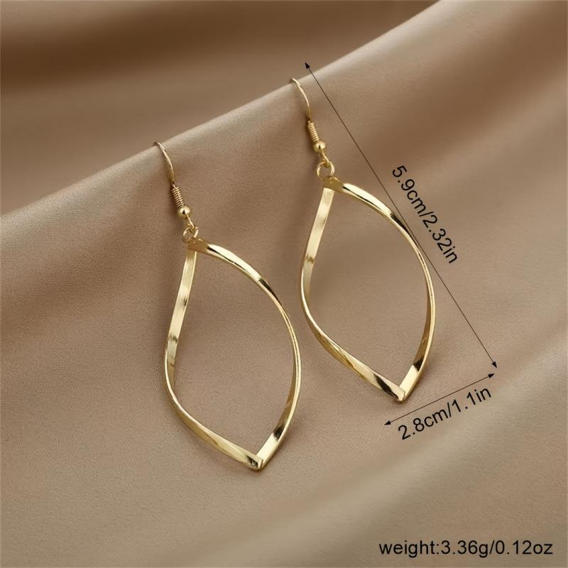 1 пара женских геометрических серег в форме ромба, волнистый витой дизайн, милые сверкающие металлические серьги-капельки, гальванизированные элегантные украшения для повседневной вечеринки