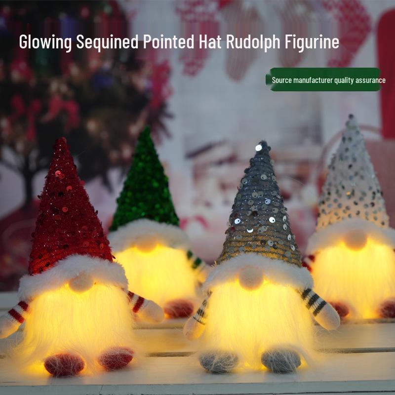 Светящийся гном с пайетками и Рудольф Рождественские украшения