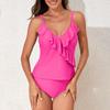 Womens One Piece Swimsuits Sexy V Neck Solid Color Monokini Push Up Bathing Suits