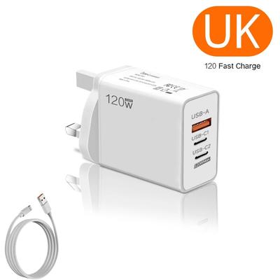 120 Вт 3 порта USB зарядное устройство Type C быстрая зарядка EU/US вилка настенное зарядное устройство 6A Type C кабель для Mate 50 60 Honor быстрое зарядное устройство