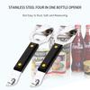 4-in-1 Can Punch Bottle Opener Classic Stainless Steel Manual Can Opener for Liquid with Cap Catcher, Can Tapper Church Key for Camping and Traveling