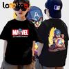 Марвел Мстители: Мужская одежда с двусторонней печатью Капитан Америка, детская футболка, стиль для мальчиков