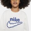 Nike Свитшот с принтом логотипа, круглый вырез, повседневный флис, детские топы, белый DQ3860-133