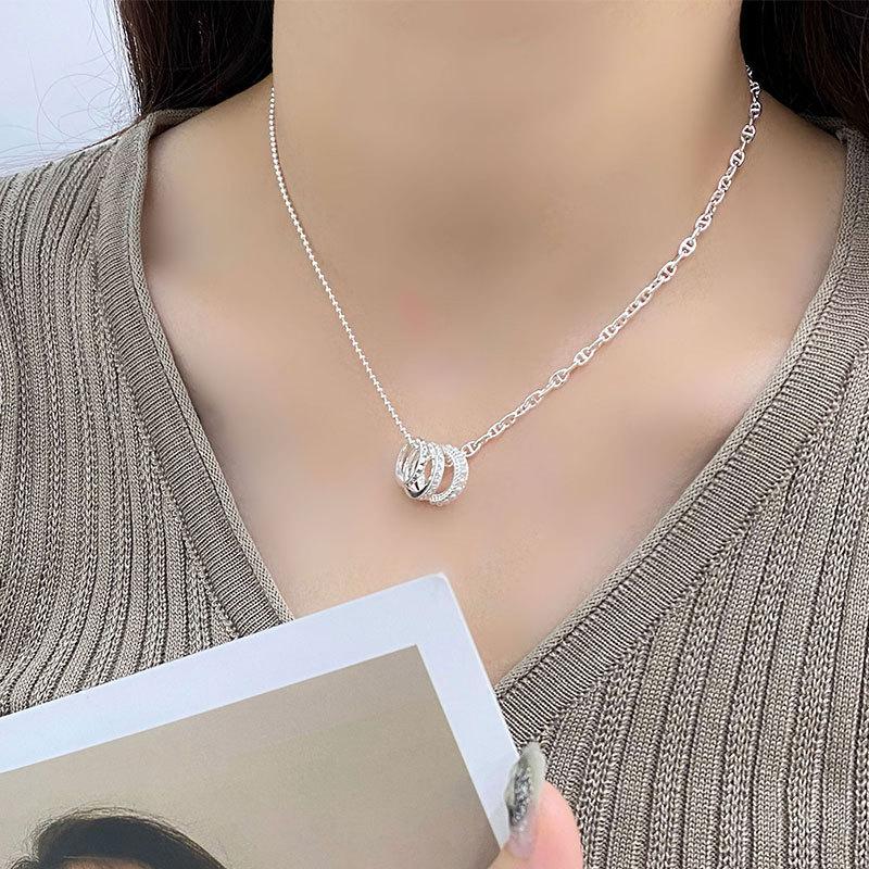 Тяжелая промышленность свиной нос AB цепь круговое жемчужное ожерелье геометрический кулон ожерелье цепочка на шею французский стиль