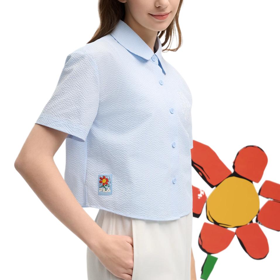 Fila X TIM LAHAN Камень Приятный к коже Удобный Модный Мягкий Футболка с коротким рукавом Женские рубашки Синий F51W529403F-LB