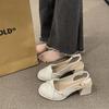 Босоножки Baotou на высоком каблуке Женские 2024 Новая мода Толстый каблук После пустой Шу Среднекаблучные женские босоножки