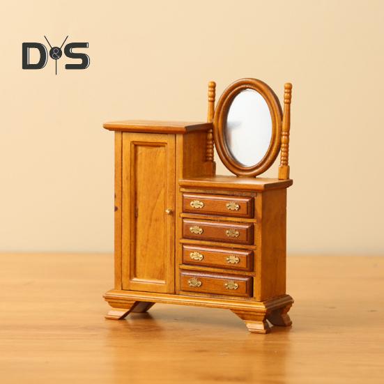 Мини-комод для кукольного домика, винтажный миниатюрный комод с ящиками, мини-мебель, туалетный столик для декора спальни кукольного домика