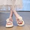 Летние новые расшитые бисером розы мягкий пояс модные универсальные пляжные толстоподошвенные удобные шлепанцы