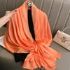 90*180cm Fashion Luxury Solid Color Silk Scarf Women Soft Smooth Scarves Head Wrap Hijab Outdoors Muffler Long Shawl Beach Towel