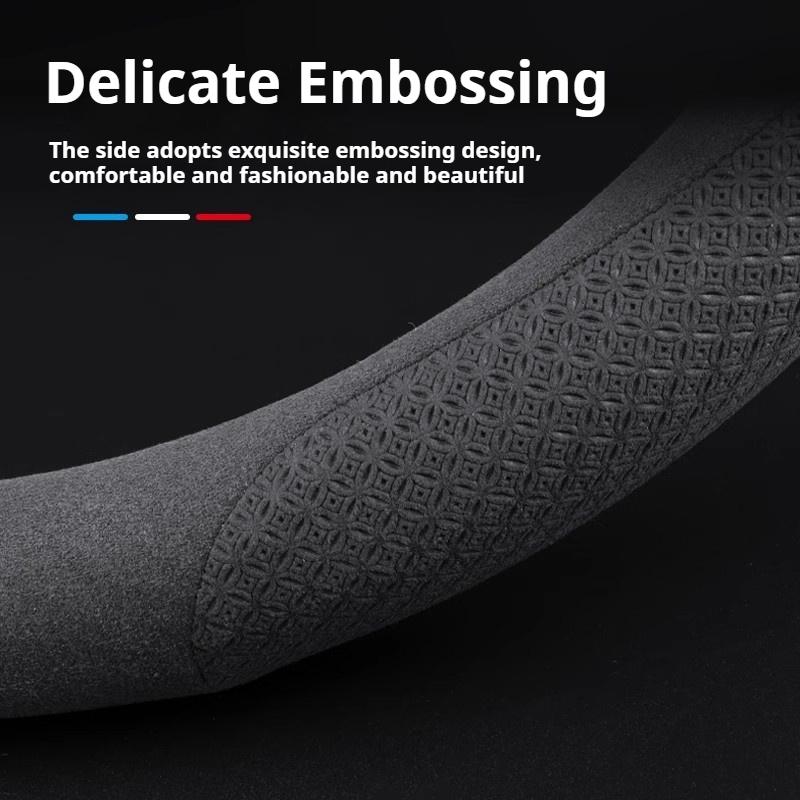 34CM Double D-Shape For Peugeot 3008 4008 5008 408 Car Steering Wheel Cover Carbon Fibre Leather Auto Accessories interior Coche