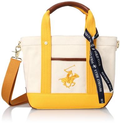 Сумка-тоут Hills Polo, холщовая сумка-тоут SS BH1006N [Beverly Club] Слоновая кость/Желтый/Желтый