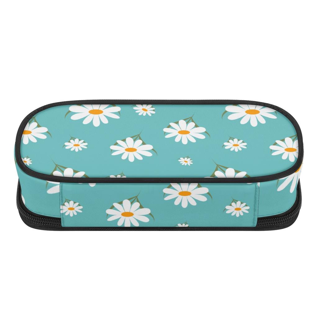 Pencil Bag Compact Shape Durable 300D Polyester Smooth Zipper with Main Compartment Mesh Pocket and Pen Slots for Classroom Use