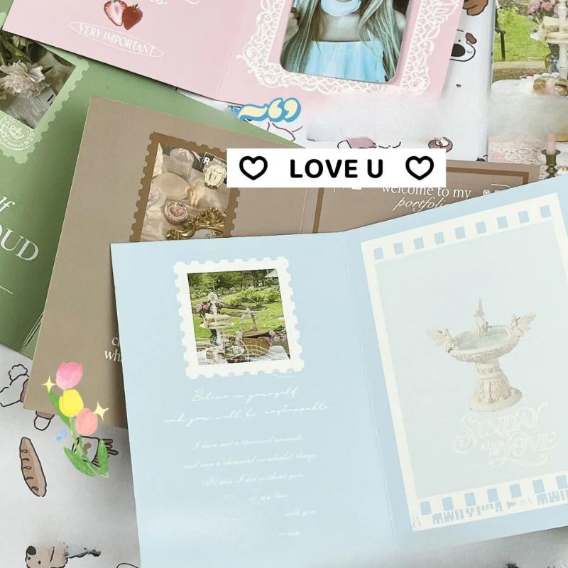 10Pcs INS Pastoral Girl Tea Party Folding Card Back Kpop 3 Inch Photo Card Sell Card DIY Packing Decorative Fixed Board