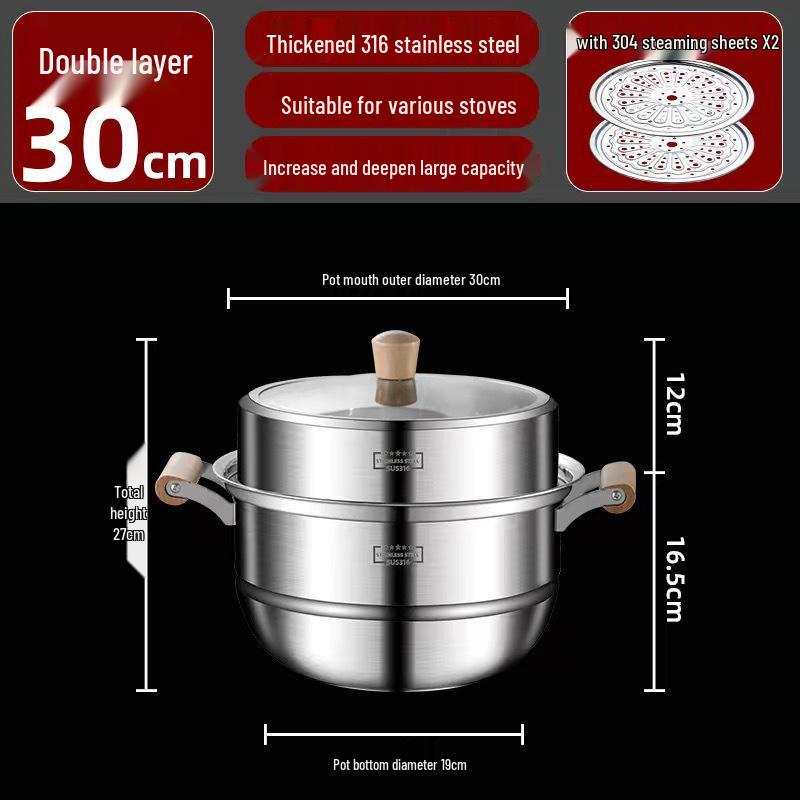 **Двухслойная ручка против ожогов Пароварка из нержавеющей стали**