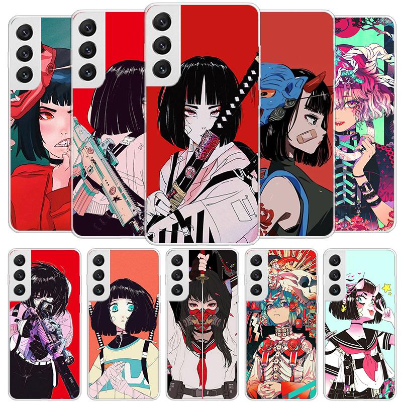 Japanese Style Anime Girl Cover Phone Case For Samsung Galaxy S26 S25 Edge S24 Ultra S23 S22 Plus S21 S20 FE Soft Fundas Shell G