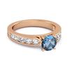 London Blue Topaz Round Solitaire Statement Ring - 925 Sterling Silver Rose Gold Vermeil