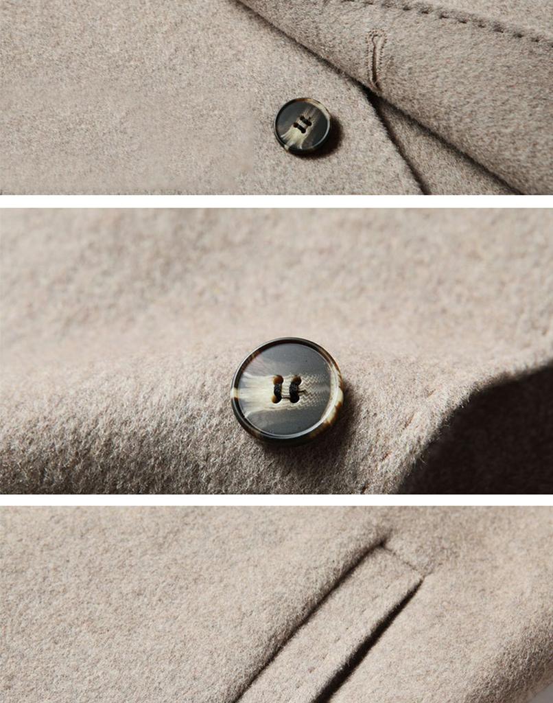 Ikalook Men'S Handmade Double-Breasted Wool Overcoat Aco117