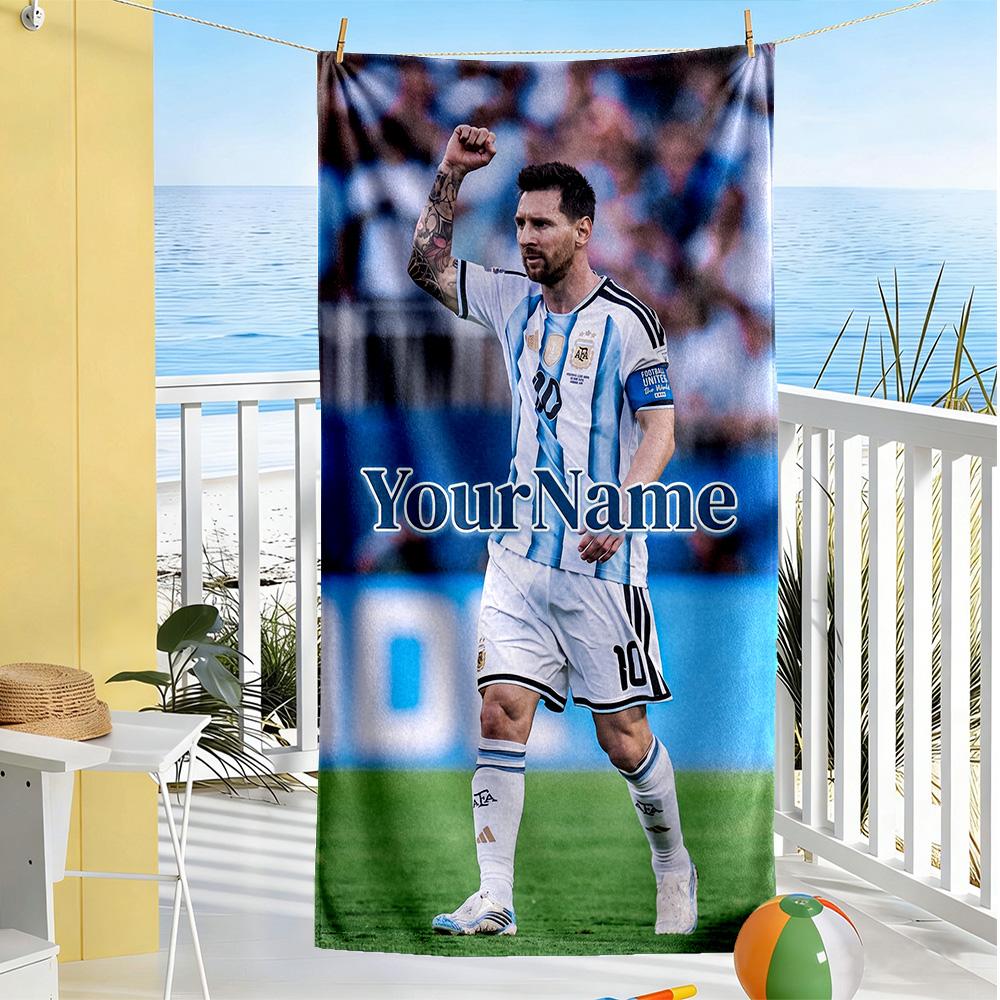 Messi Customizable Name Beach Towel Super Soft Microfiber Quickdry Fabric Suitable for Sports Travel Swimming Yoga Bathroom Beach And Pool