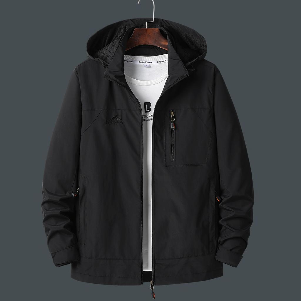 Spring and Autumn Men's Outdoor Jacket New Removable Hat Tooling Casual Tactical Jacket