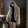 New Imitation Otter Rabbit Fur Coat Female Short Autumn and Winter Mink Hair Splicing Warm Plush Hooded Coat