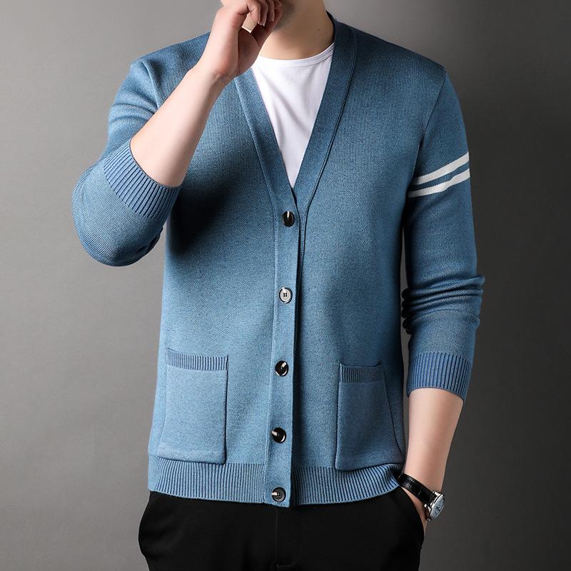 Autumn Men's Cardigan Knitted Jacket Young and Middle-aged Men's Loose Sweater Large Size Sweater Jacket